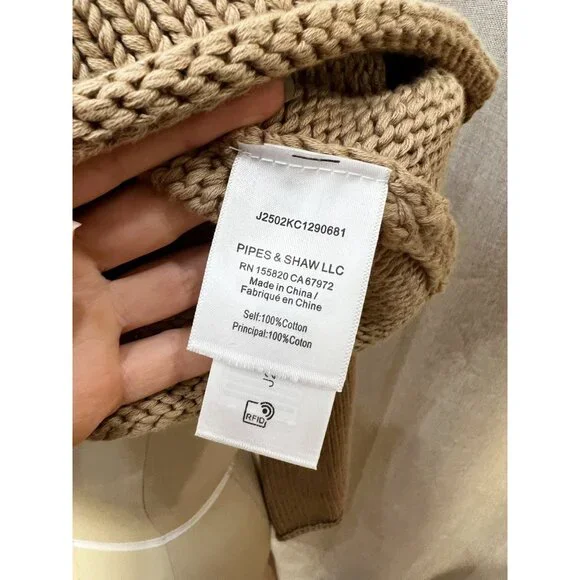 Veronica Beard Briony Knit Cotton Roll Neck Sweater Sz S Stone - Picture 9 of 10